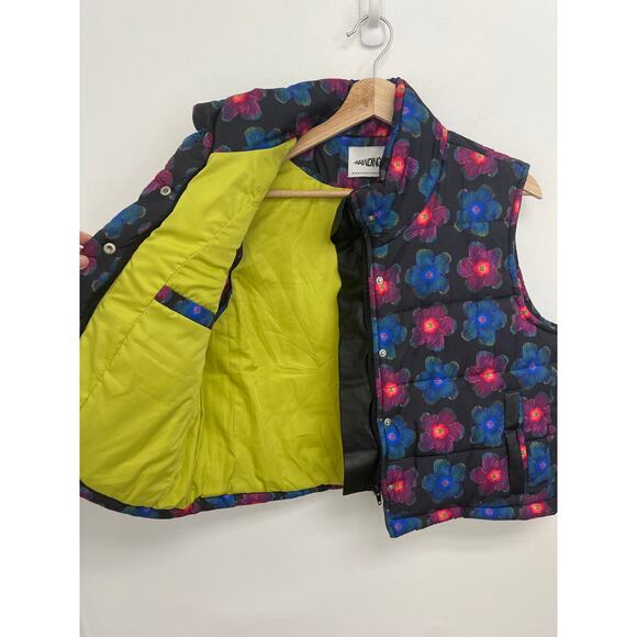 Lisa Says Gah Mandinga Floral Graphic Print Colorful Puffer Crop Vest - Medium - Picture 7 of 10